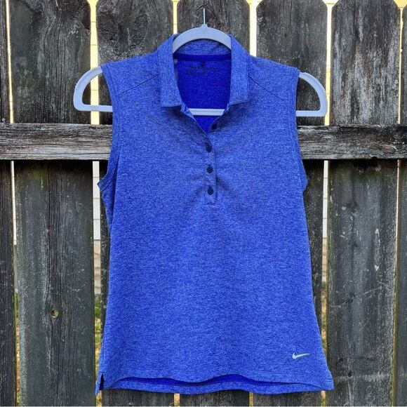 Nike Golf Quarter Button Performance Polo Tank Blue Medium - Picture 1 of 4